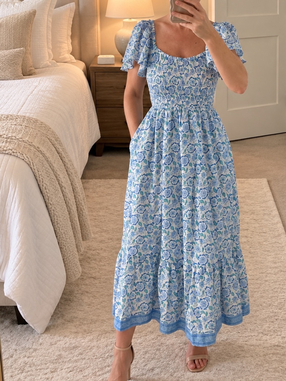 Vineyard Vines Blue and White Floral Midi Dress